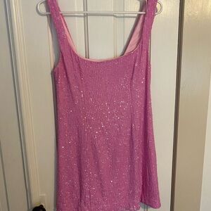 Pink Sequin Sleeveless Dress